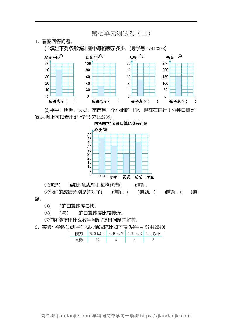 四（上）人教版数学第七单元测试卷.2-简单街-jiandanjie.com