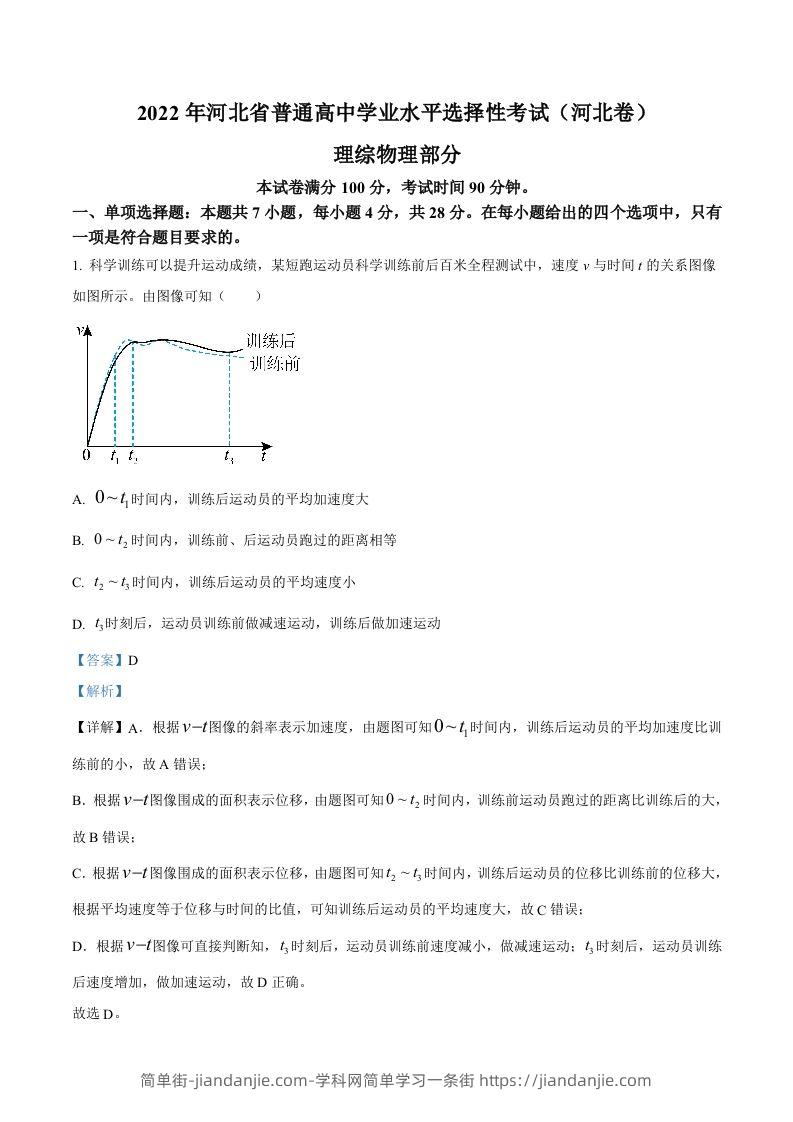 2022年高考物理试卷（河北）（含答案）-简单街-jiandanjie.com