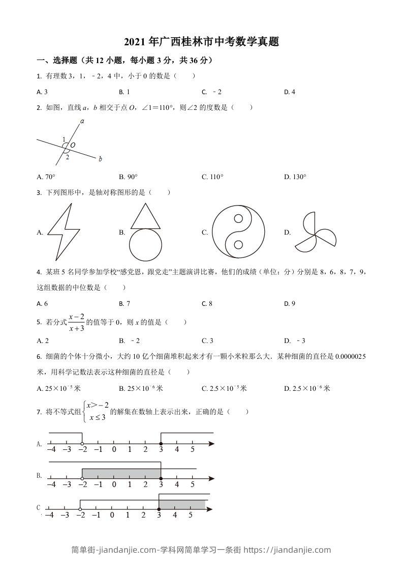 广西省桂林市2021年中考数学真题（空白卷）-简单街-jiandanjie.com
