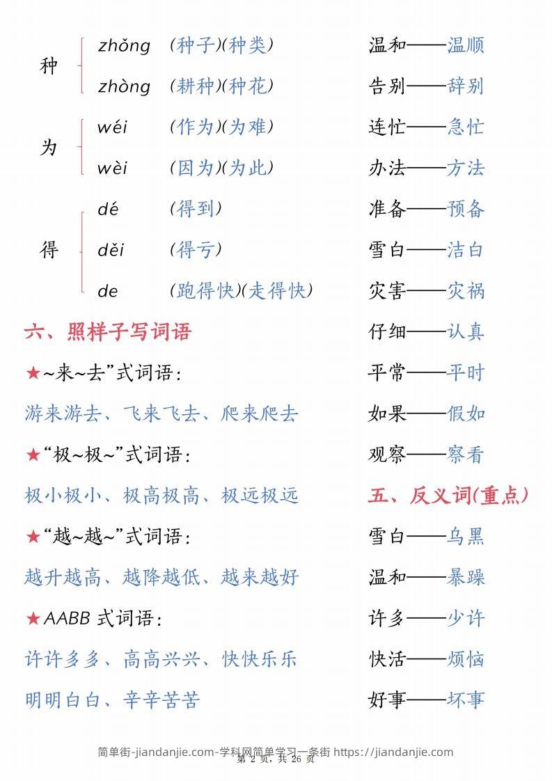图片[2]-【1-8单元汇总知识要点（26页）】二上语文-简单街-jiandanjie.com
