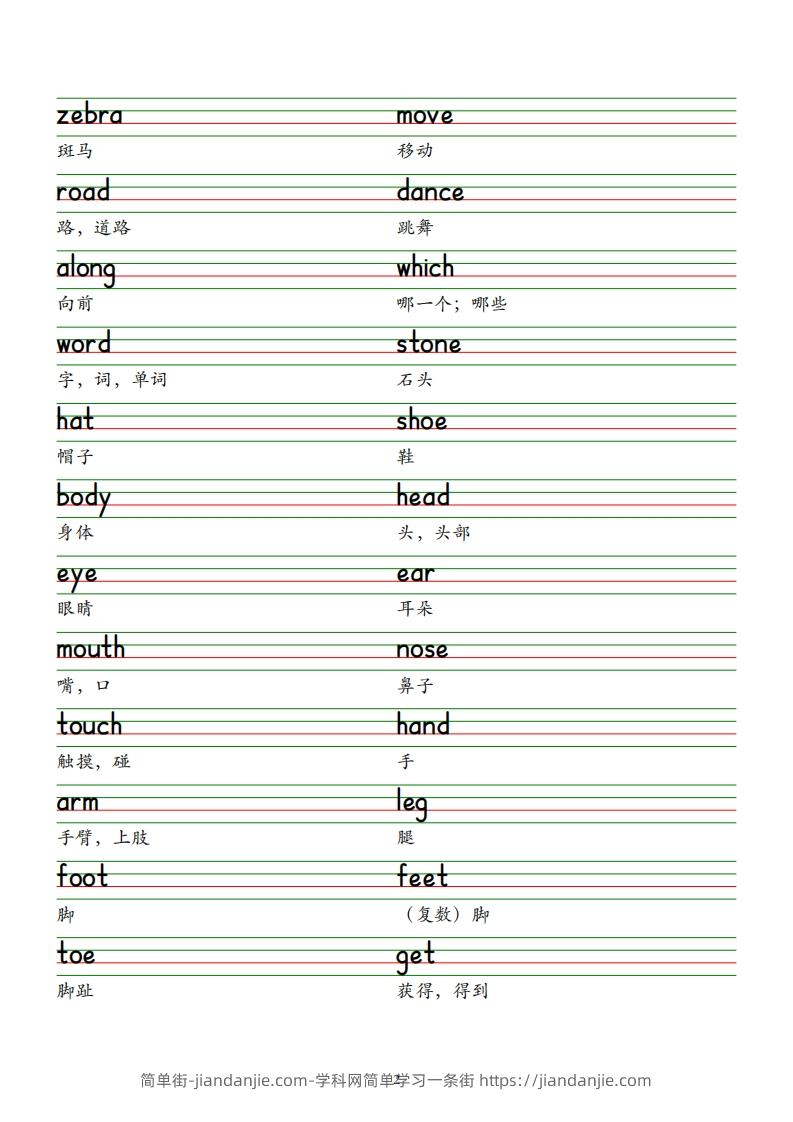 图片[2]-2025春新版三下外研版英语单词木棍体字帖-Unit1-6-简单街-jiandanjie.com