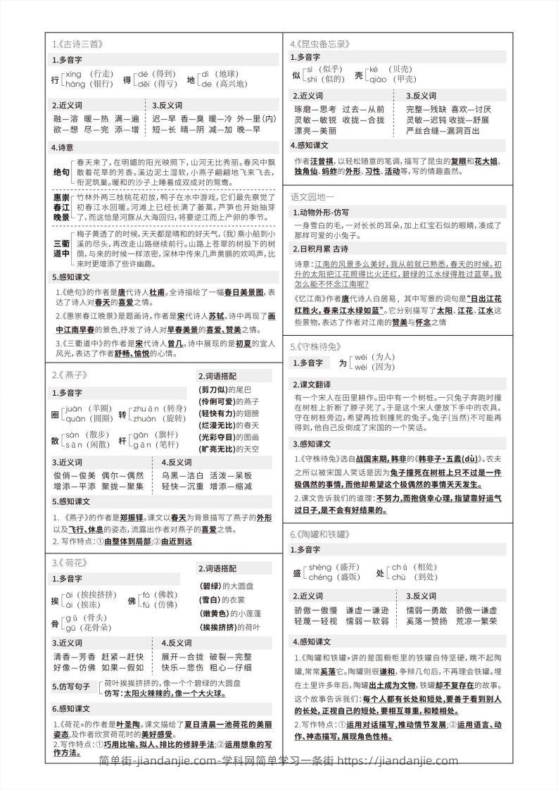 【语文寒假预习】三年级下册写字表课课贴（第二版）-简单街-jiandanjie.com