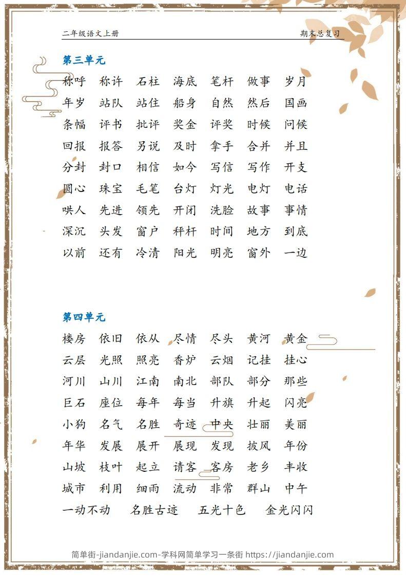 图片[2]-二年级语文上册【总复习】-简单街-jiandanjie.com