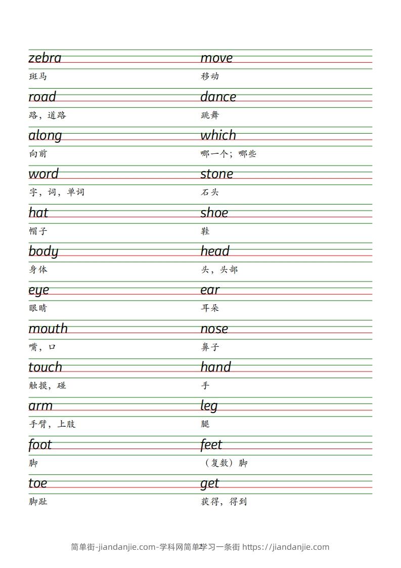图片[2]-2025春新版三下外研版英语单词衡水体字帖-Unit1-6-简单街-jiandanjie.com