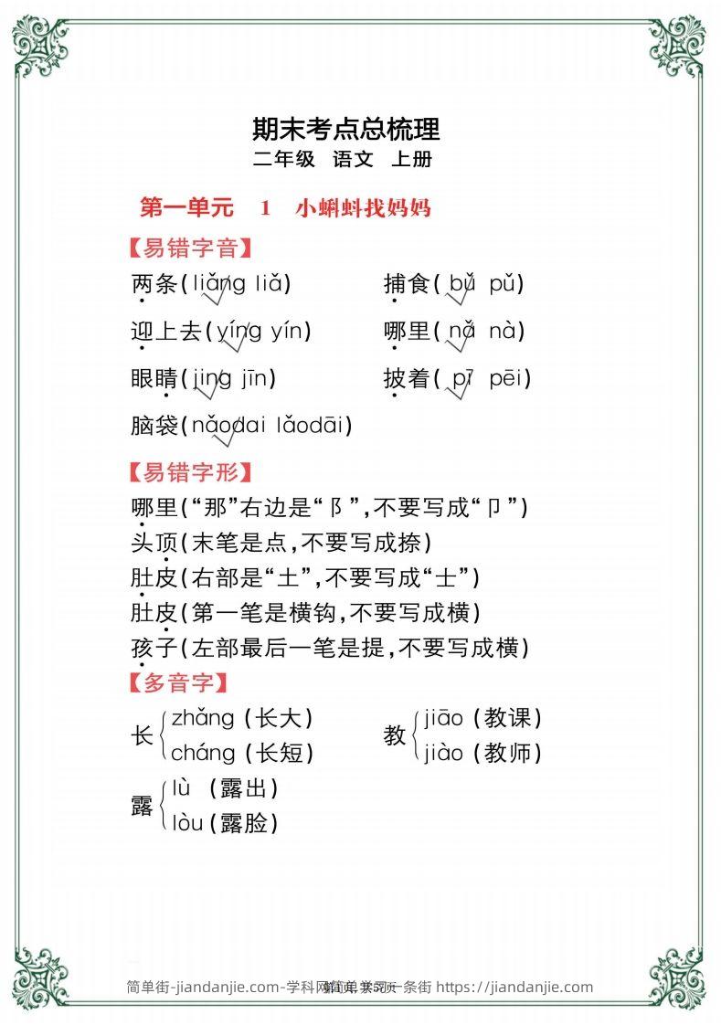 【考点总梳理57页】二上语文-简单街-jiandanjie.com