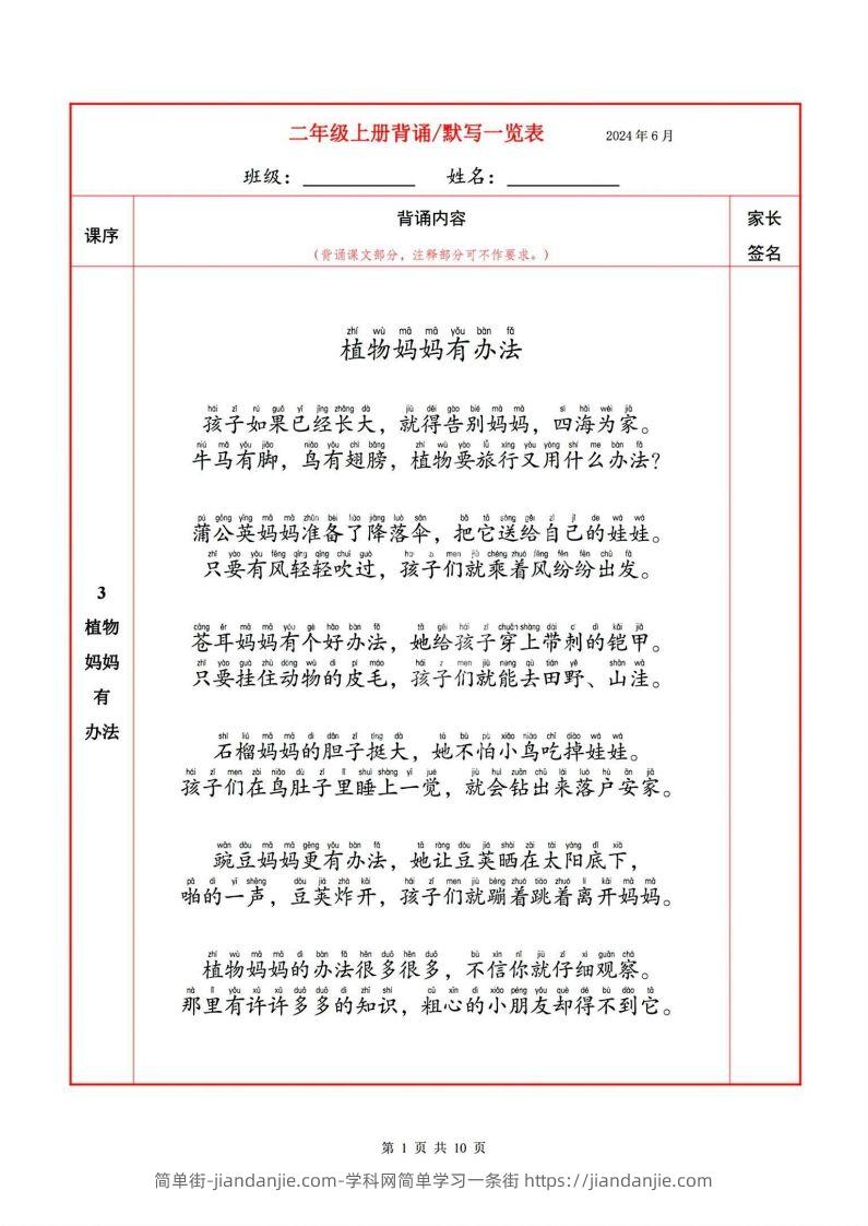 二上语文必背内容默写表-简单街-jiandanjie.com