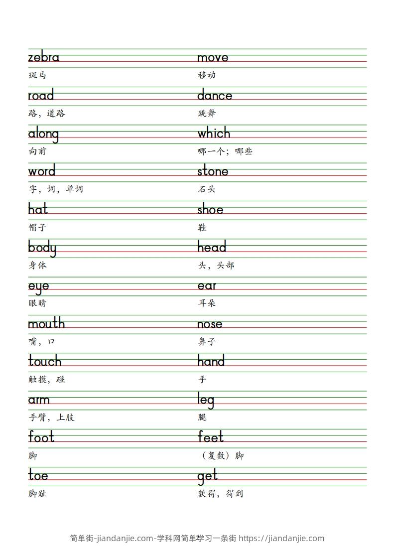 图片[2]-2025春新版三下外研版英语单词棒棒体字帖-Unit1-6-简单街-jiandanjie.com
