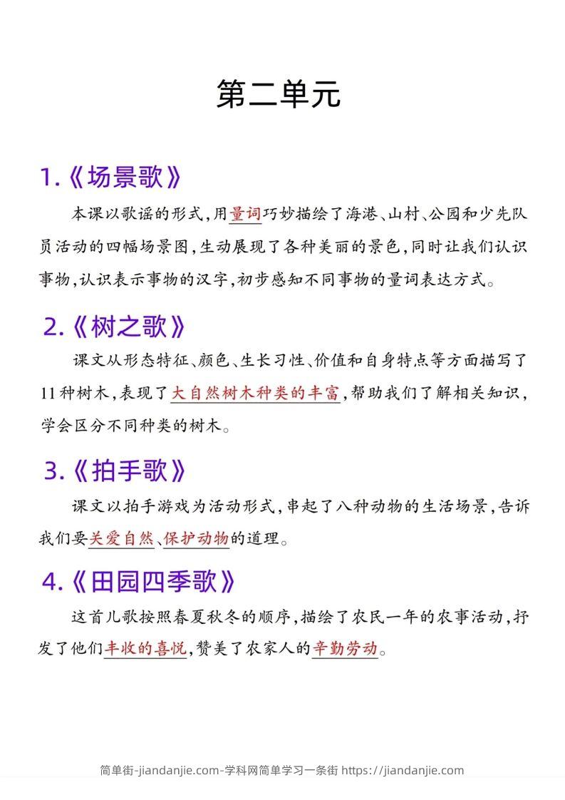 图片[2]-二年级语文上册课文重点内容梳理-简单街-jiandanjie.com