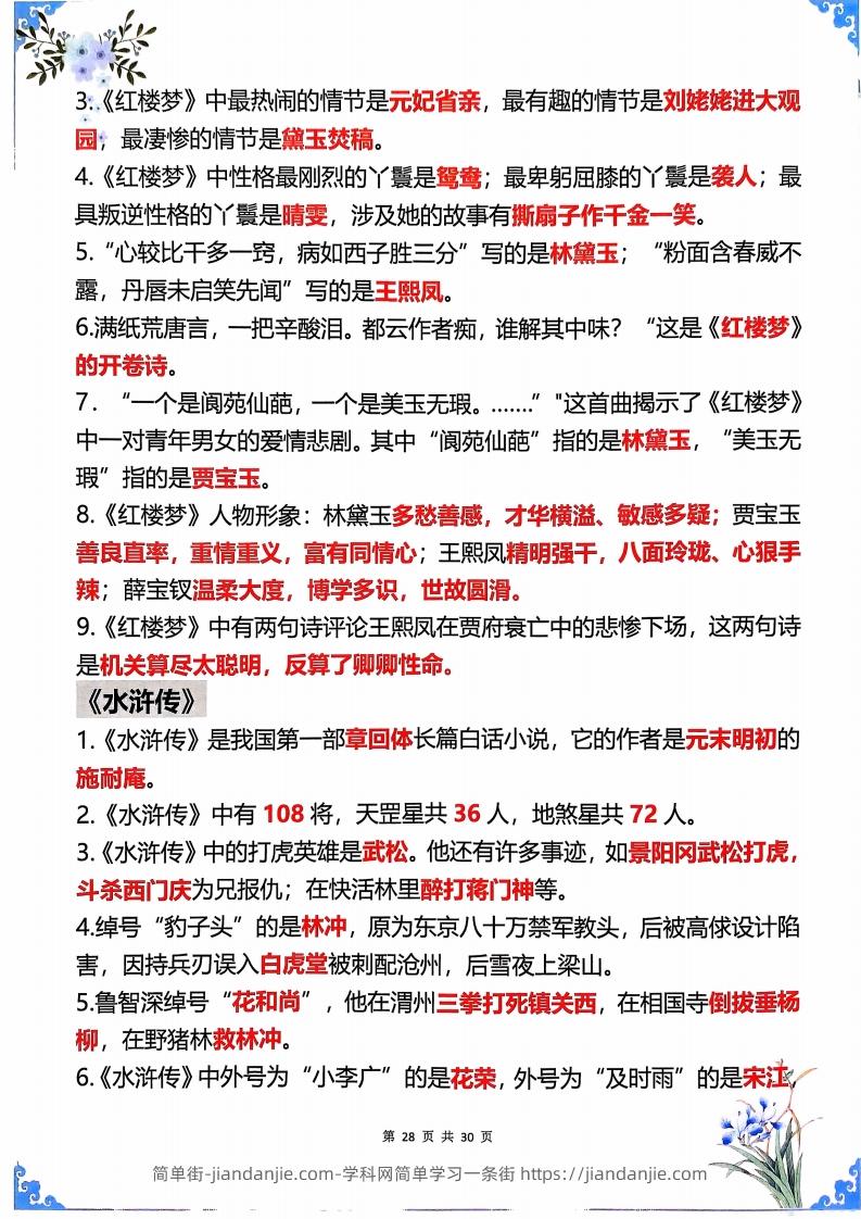 图片[2]-五年级下册语文四大名著常考知识点-简单街-jiandanjie.com