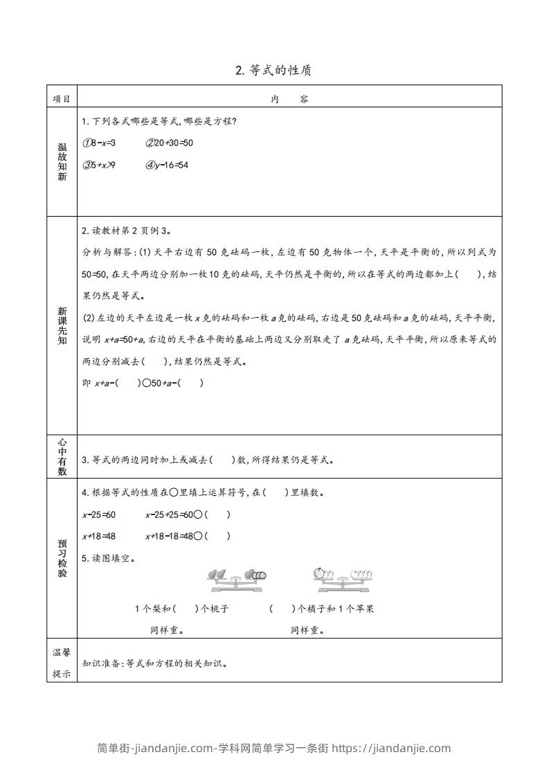 图片[2]-苏教版五年级数学下册小学预习单-简单街-jiandanjie.com