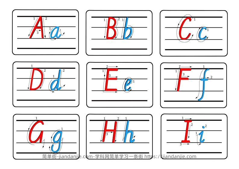 图片[2]-【控笔】字母描红+笔顺彩色款-简单街-jiandanjie.com