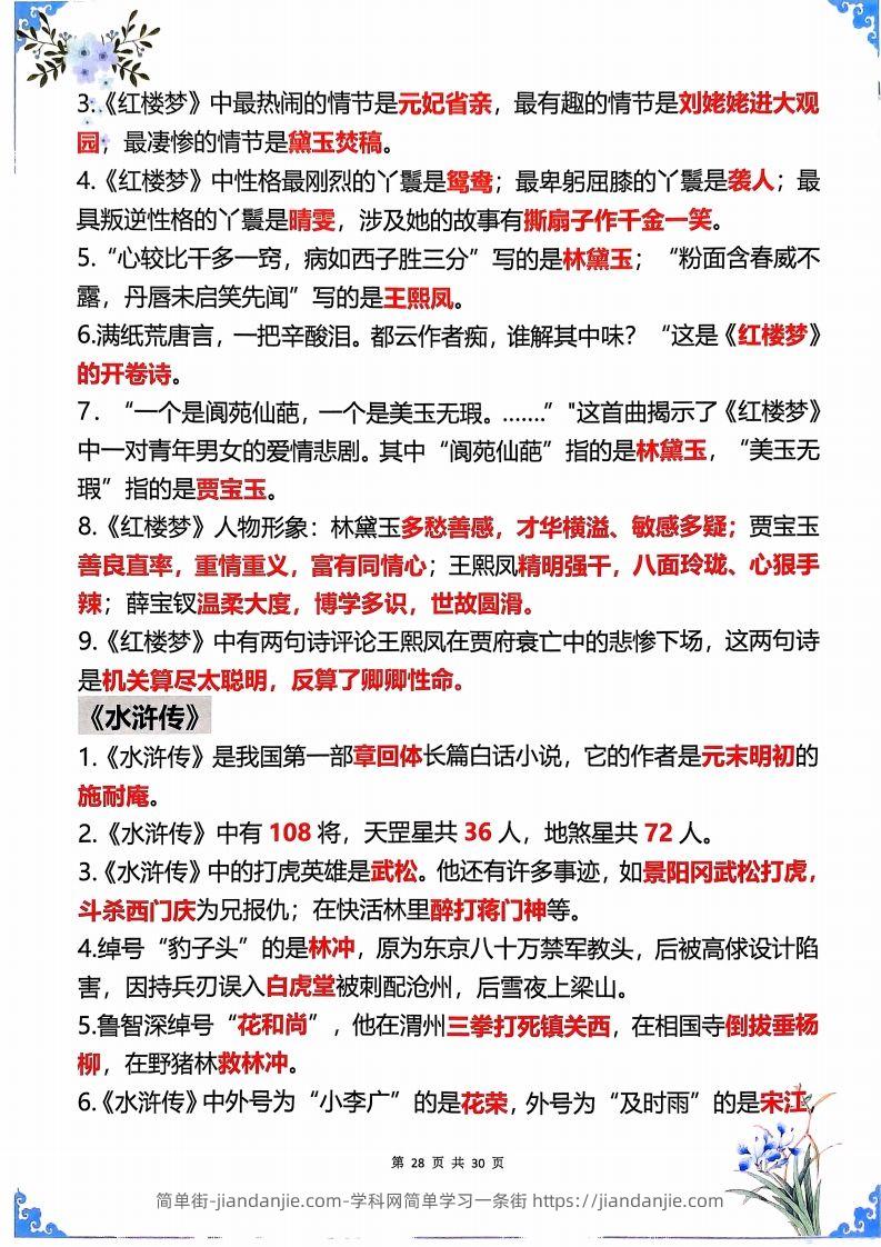 图片[2]-【四大名著】五年级下册语文四大名著常考知识点-简单街-jiandanjie.com