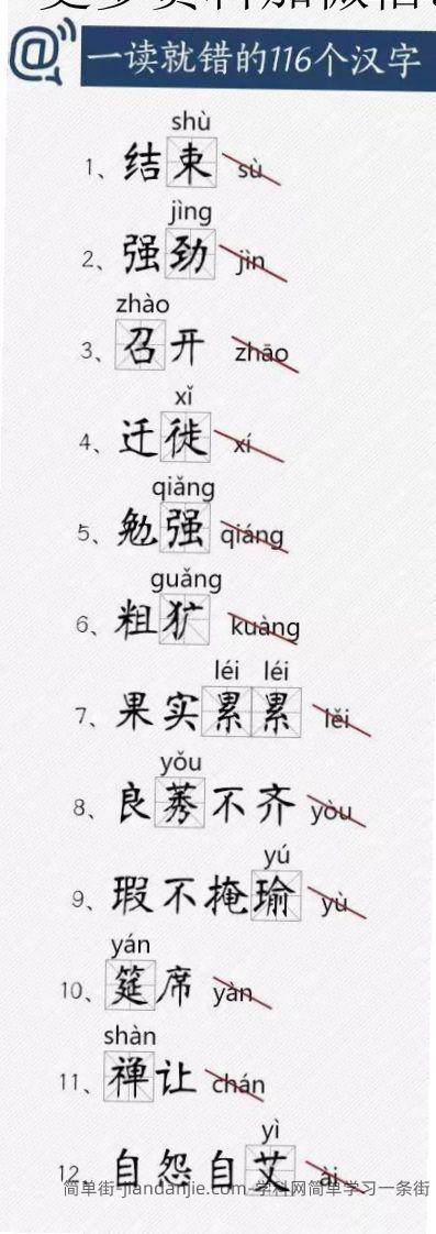 人教版总结小学常读错的字-简单街-jiandanjie.com