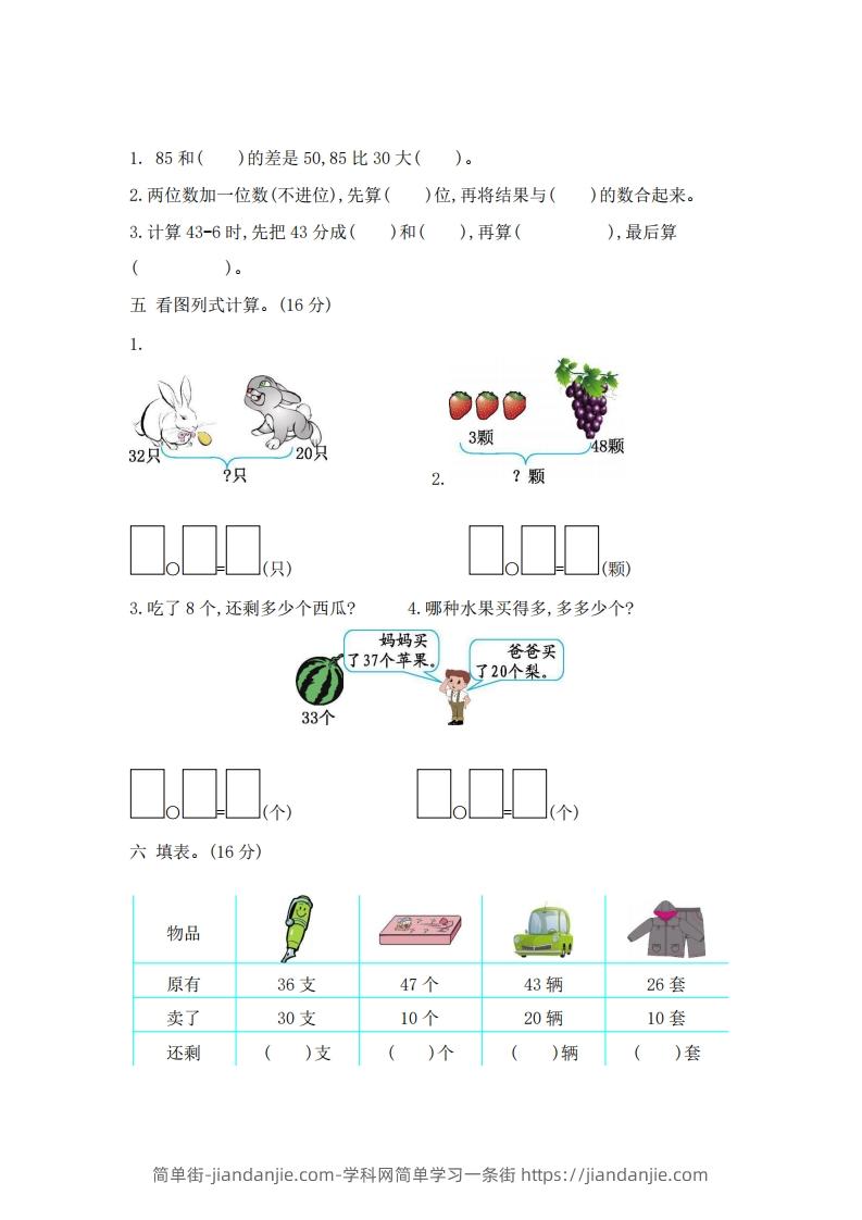 图片[2]-一下青岛版数学第四单元测试卷2（54制）-简单街-jiandanjie.com