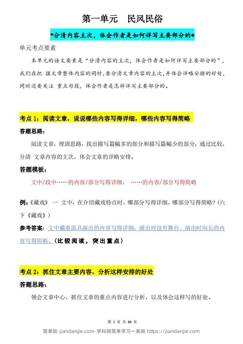 图片[2]-六下语文阅读理解与答题模板88页-简单街-jiandanjie.com