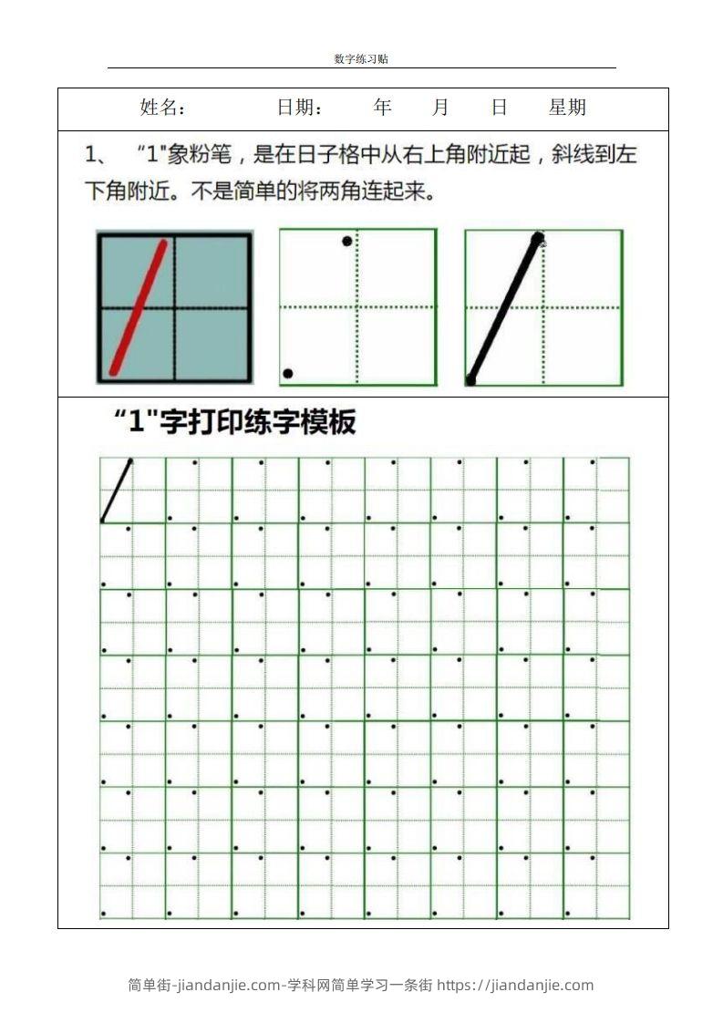 【数学】小学0-9数字书写规范字贴-简单街-jiandanjie.com