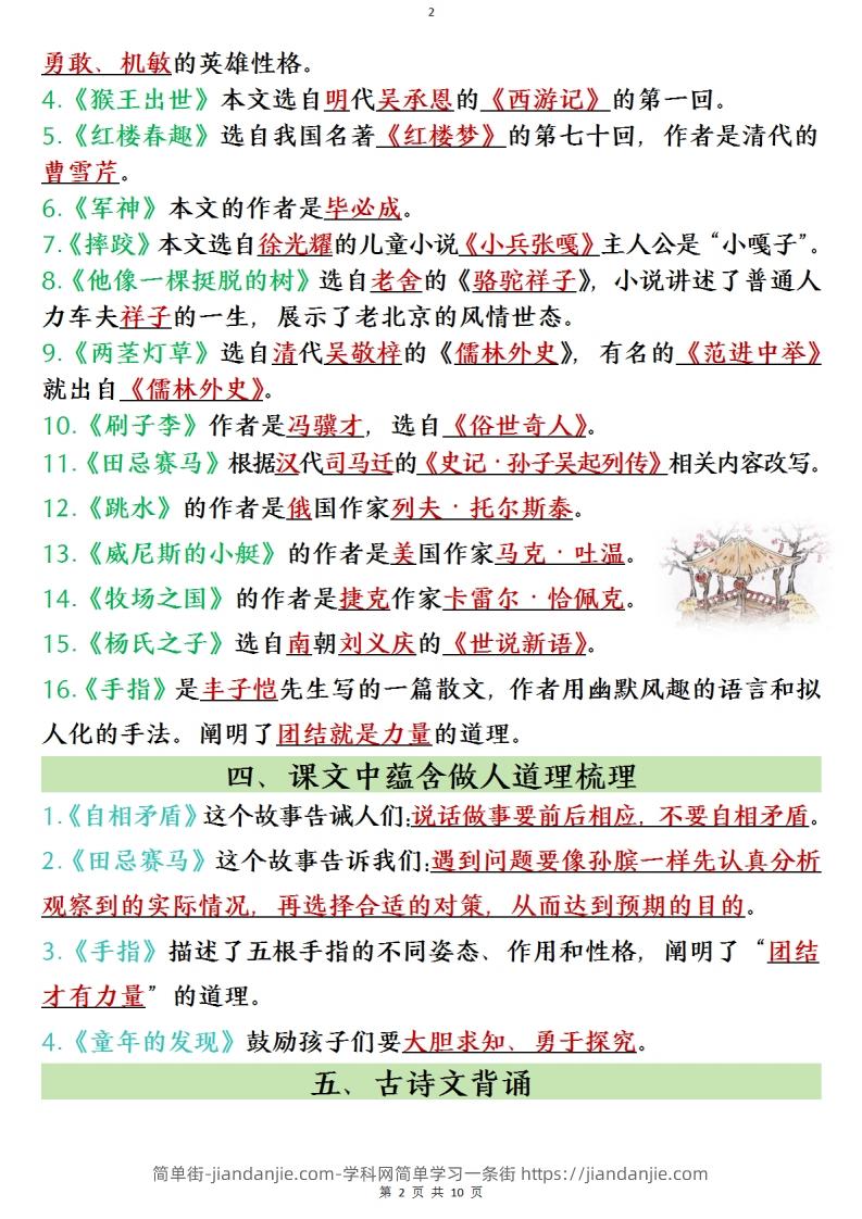 图片[2]-五年级下册语文寒假预习全册必背知识点(1)-简单街-jiandanjie.com