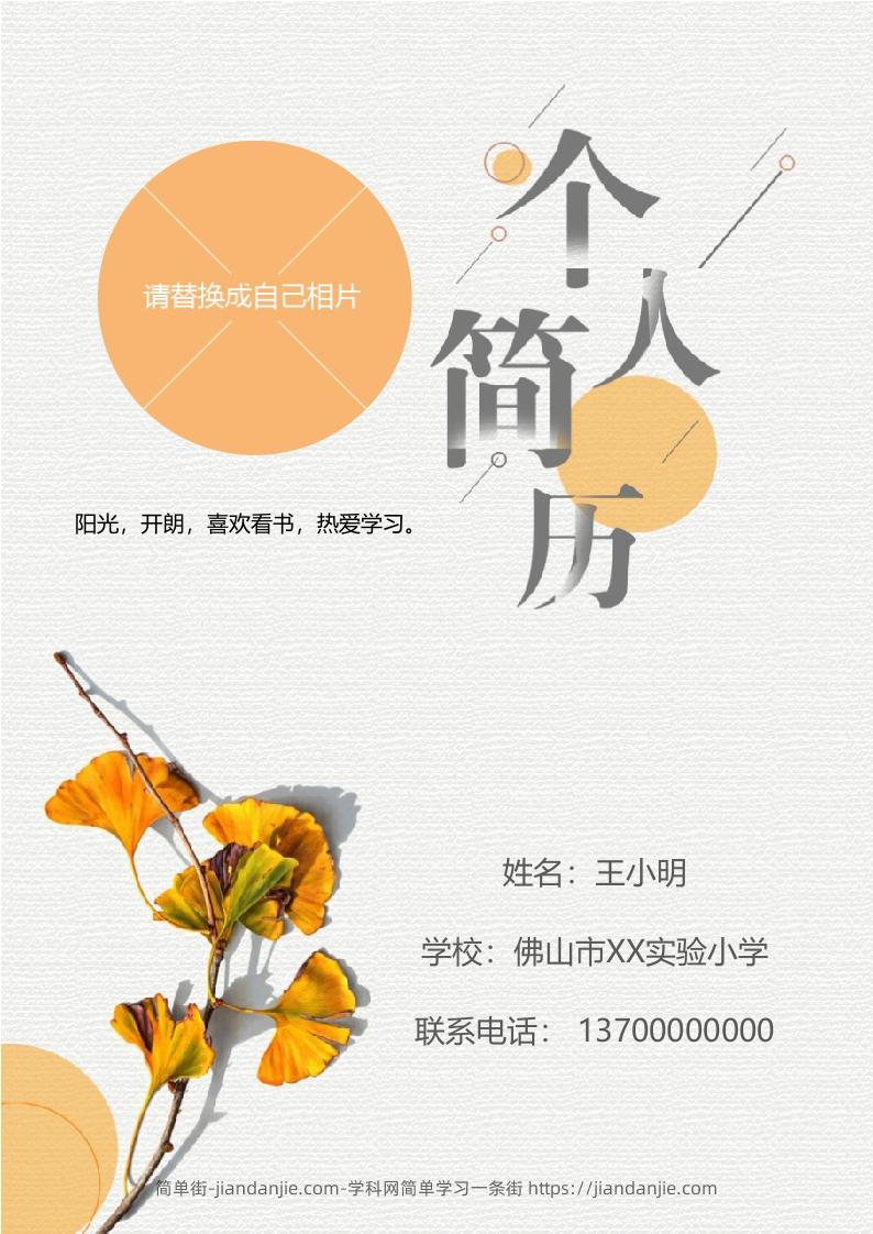 多页-小升初简历90-简单街-jiandanjie.com