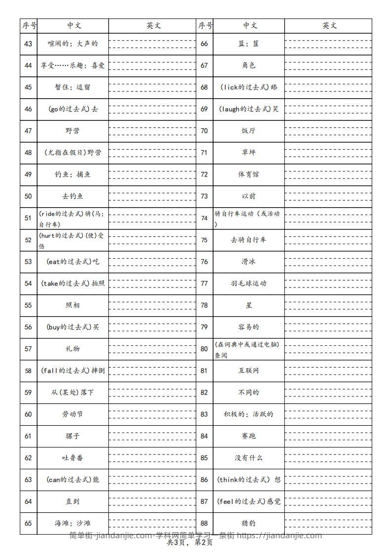 图片[2]-【默写】25春人教pep六下英语单词默写表（3页）-简单街-jiandanjie.com