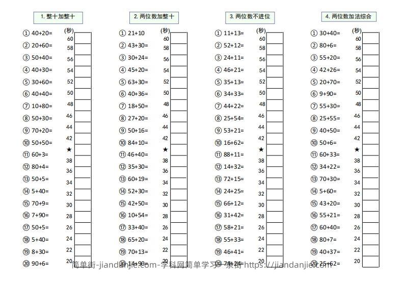 【数学】难度5：100以内大数计算闯关-简单街-jiandanjie.com