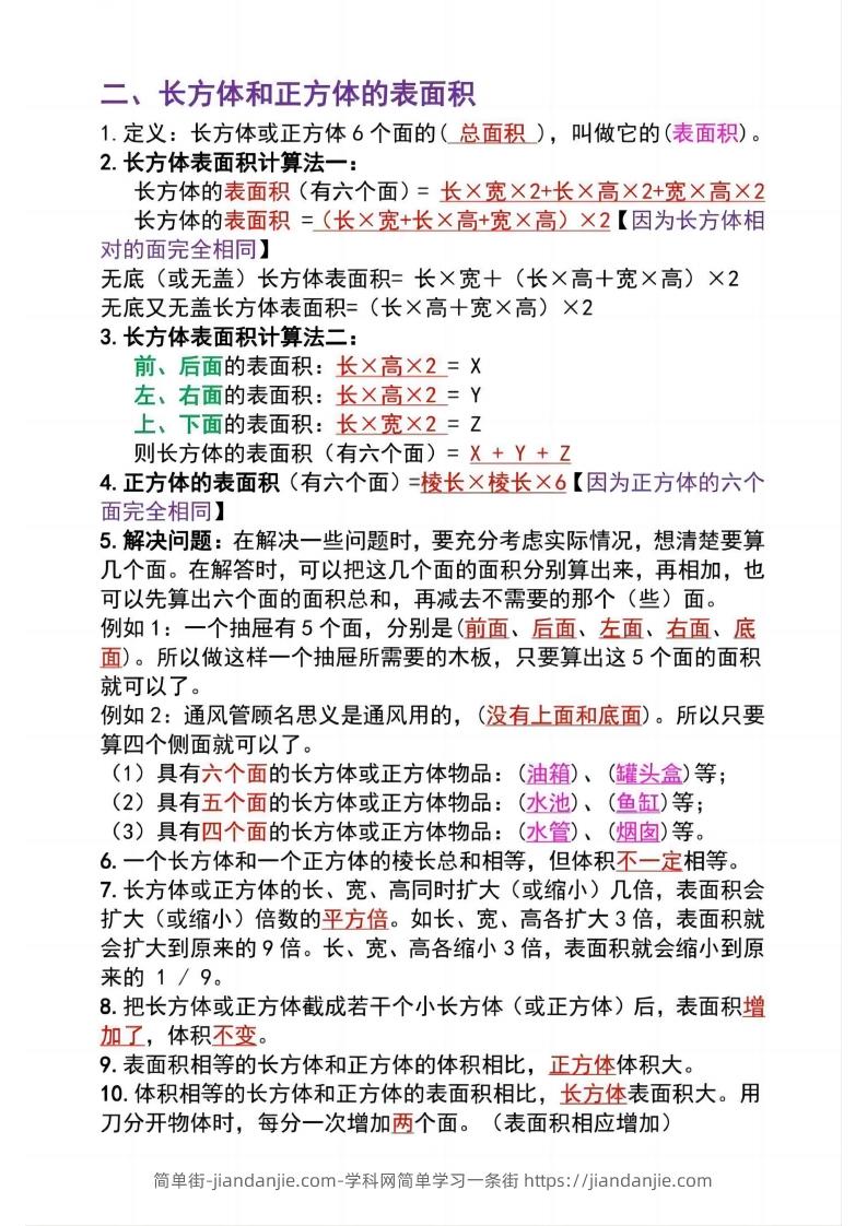 图片[2]-五下数学：长方体必背知识点（通用）-简单街-jiandanjie.com