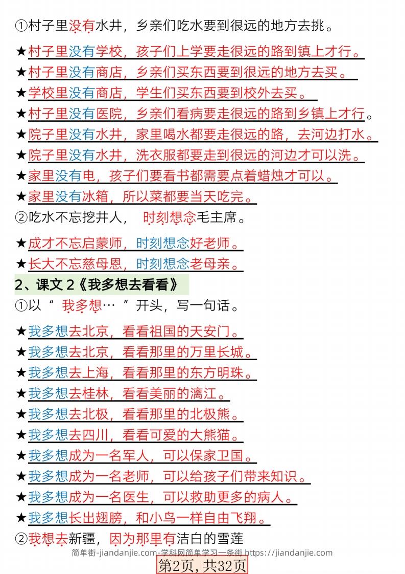 图片[2]-【句子专项】新版一年级语文下册常考必备句子专项(1)-简单街-jiandanjie.com