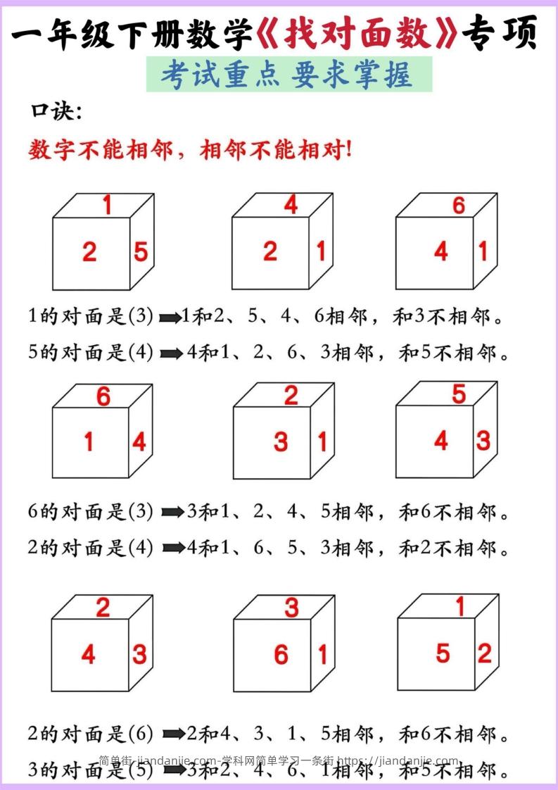 图片[2]-【专项】一年级下册数学正方体找对面-简单街-jiandanjie.com