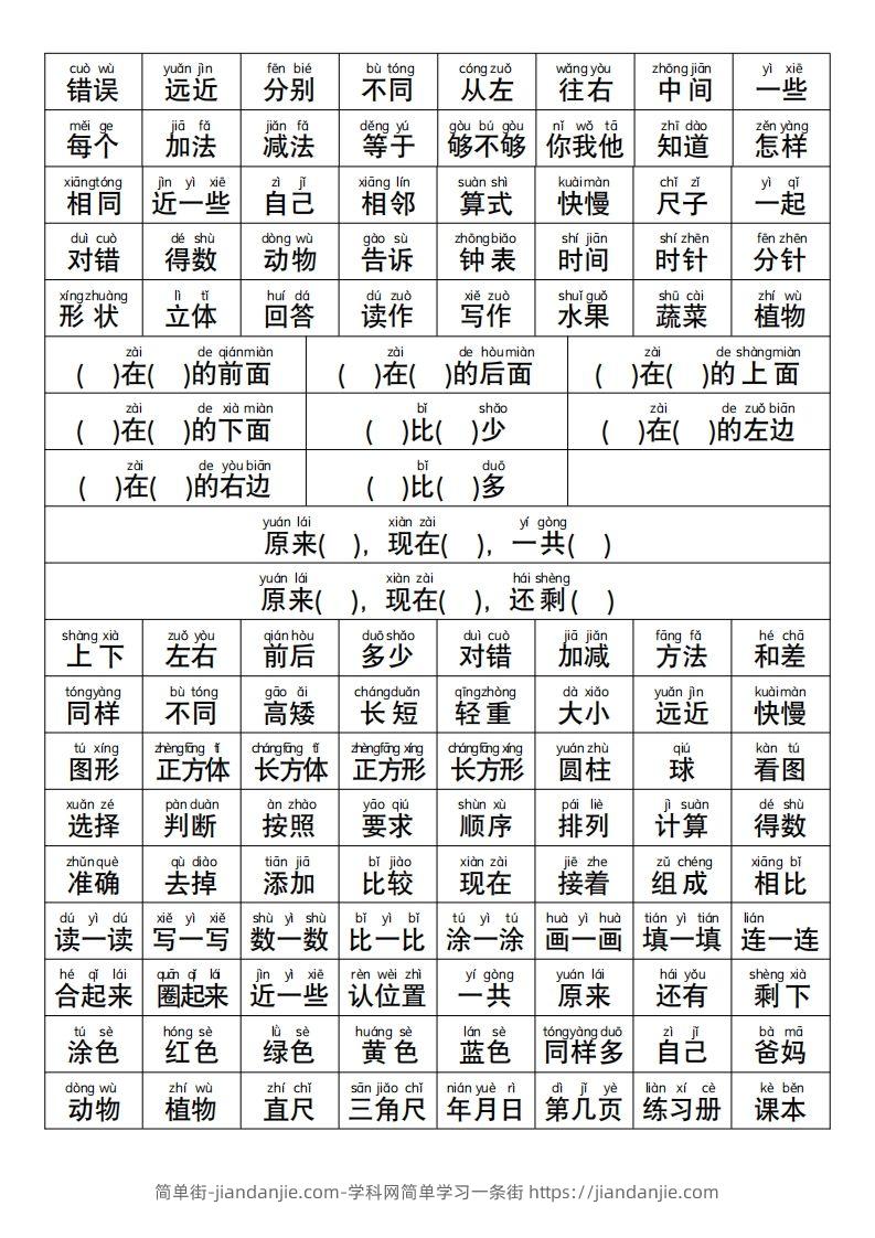 图片[2]-幼小衔接语文常用字词认读-简单街-jiandanjie.com