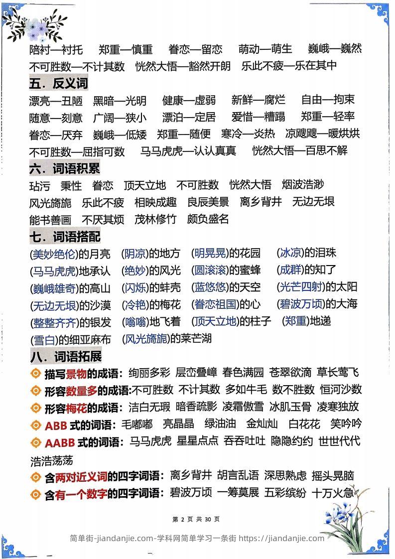 图片[2]-【知识点】五下语文1-8单元学霸重点知识梳理30页-简单街-jiandanjie.com