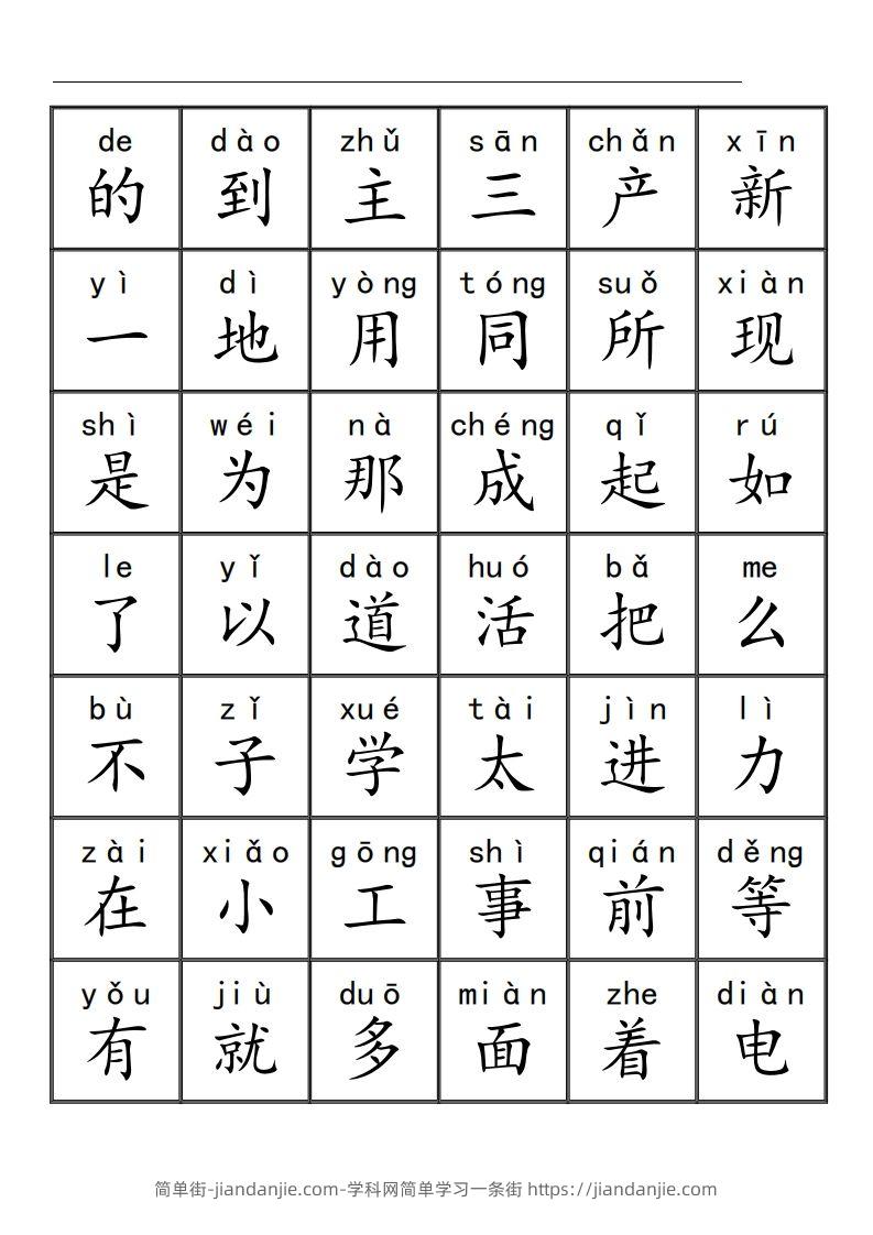 三千识字检测表（去水印）-简单街-jiandanjie.com