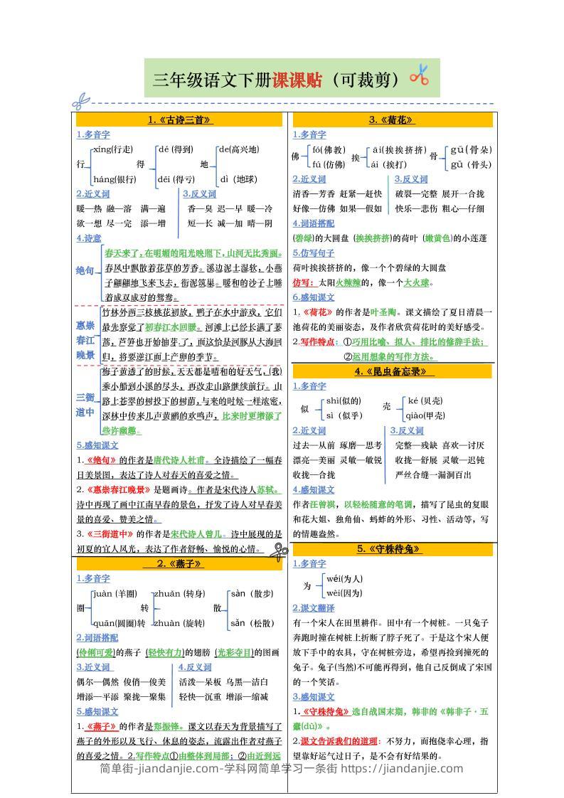 【课课贴彩色版（完整28课）】三下语文-简单街-jiandanjie.com