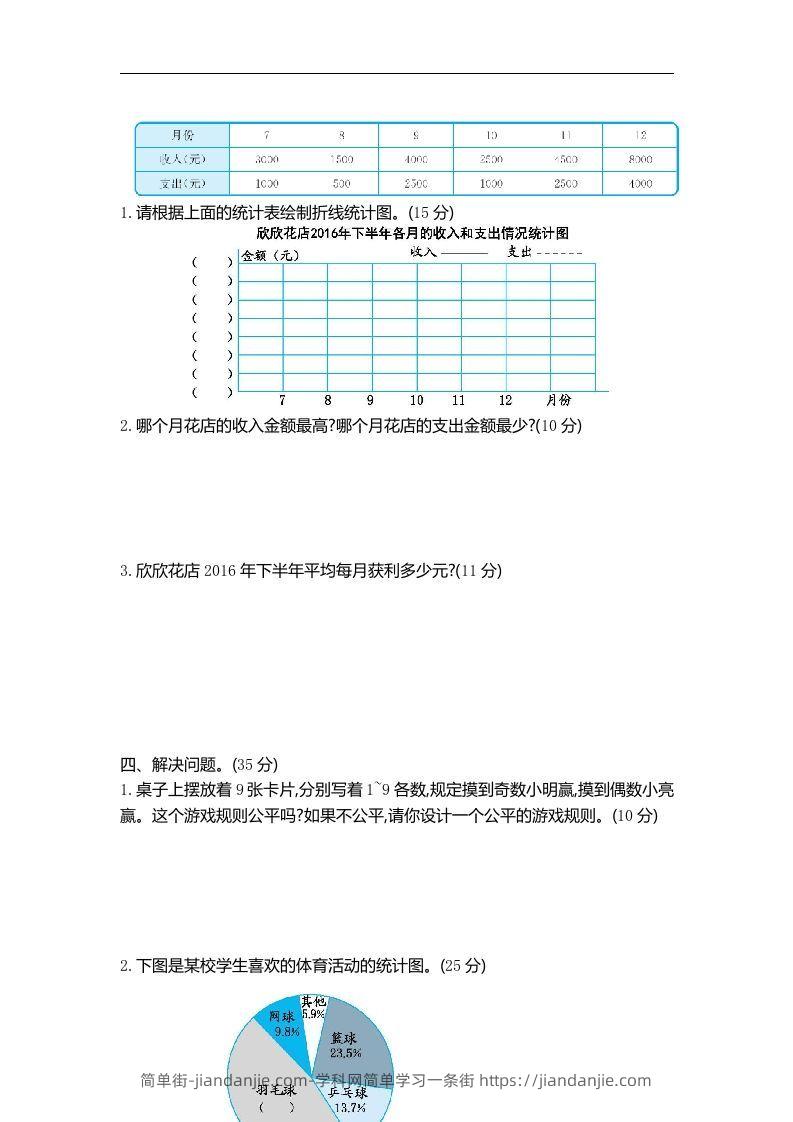 图片[2]-六下青岛63版数学期末统计与概率专项检测卷（2）-简单街-jiandanjie.com