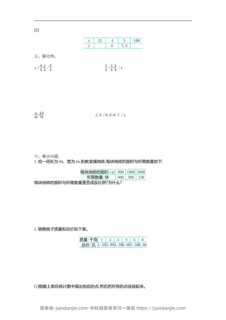 图片[2]-六下苏教版数学第六单元测试卷-1-简单街-jiandanjie.com