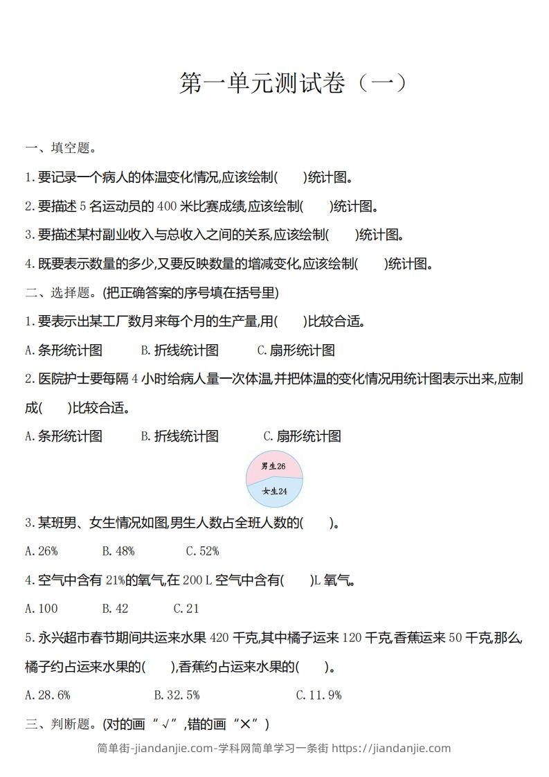 六下苏教版数学第一单元测试卷-1-简单街-jiandanjie.com