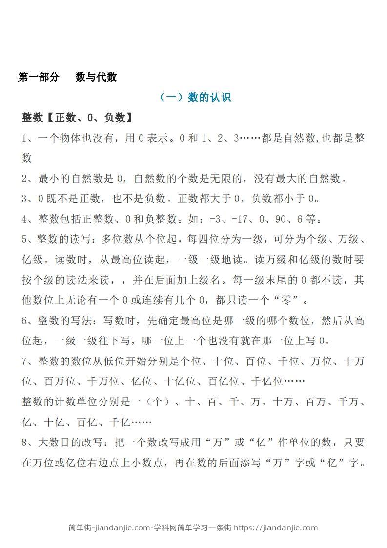 六下苏教版数学知识点汇总-简单街-jiandanjie.com