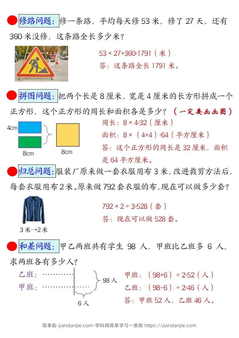 图片[2]-三年级下册数学易错思维应用题专项(答案)-简单街-jiandanjie.com