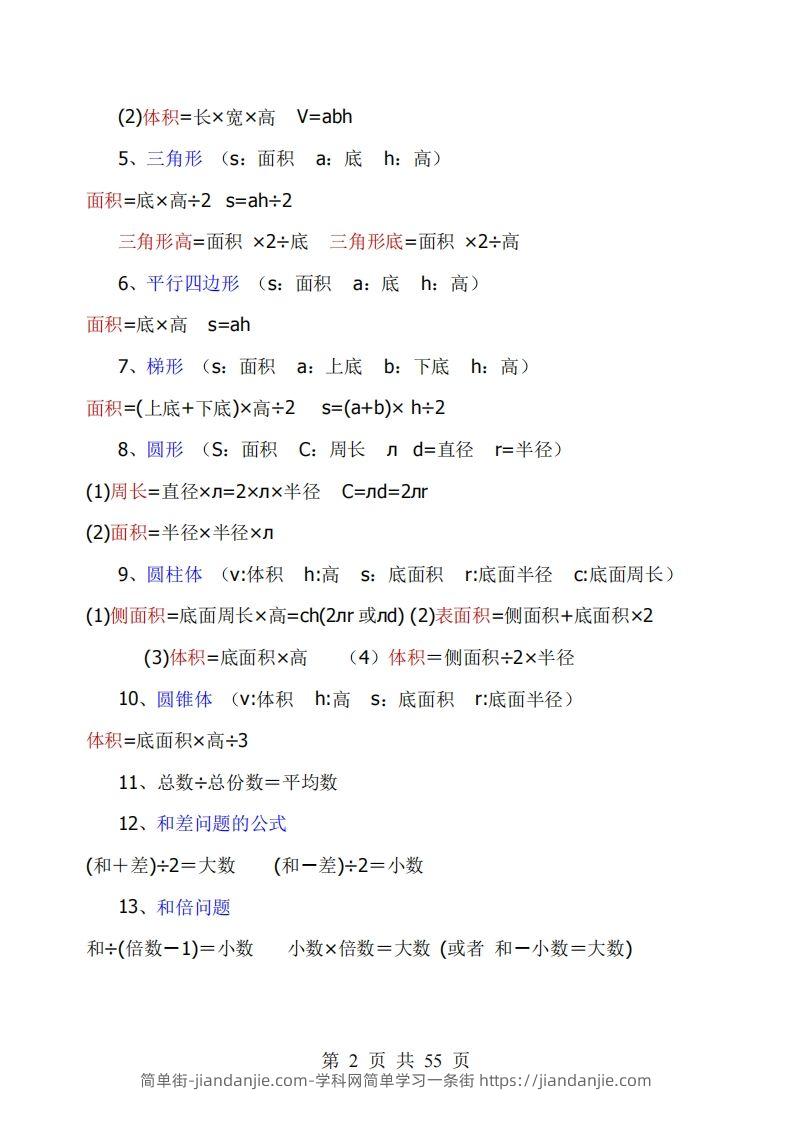 图片[2]-《小学六年级数学知识点归纳》六下数学【北师版】-简单街-jiandanjie.com