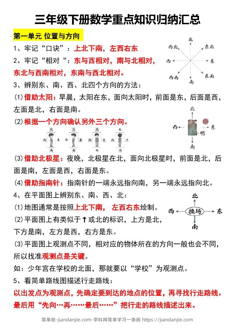 三下数学重点知识归纳汇总-简单街-jiandanjie.com