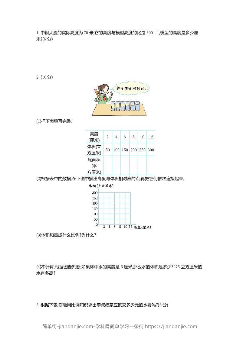 图片[2]-六下青岛63版数学第三单元检测卷-1-简单街-jiandanjie.com