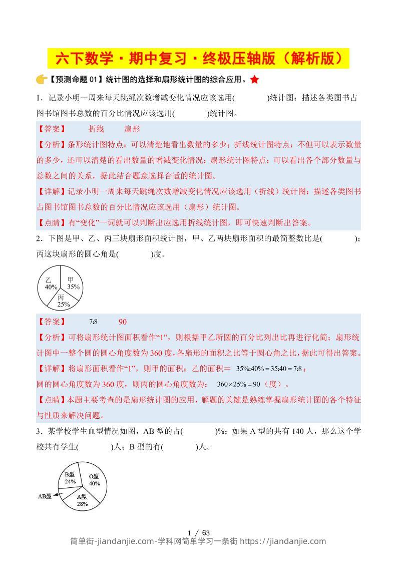 六下数学期中复习·终极压轴版（解析版）苏教版63页-简单街-jiandanjie.com