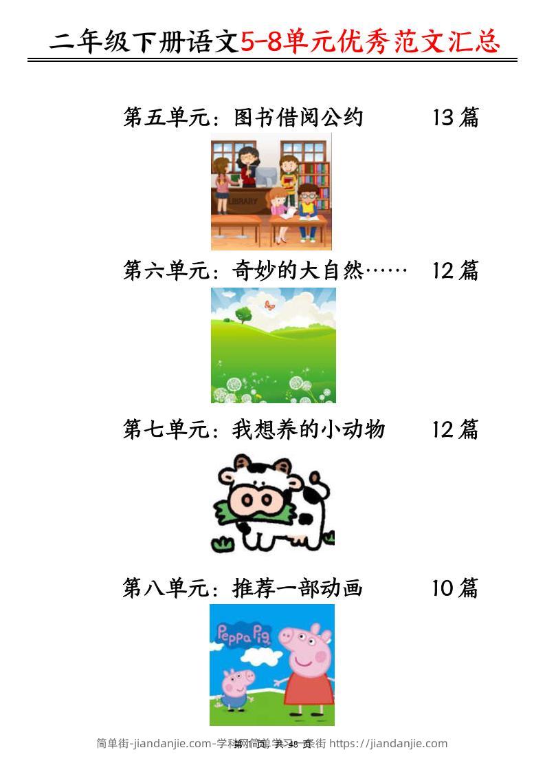二下语文5-8单元看图写话优秀范文汇总47篇（48页）-简单街-jiandanjie.com