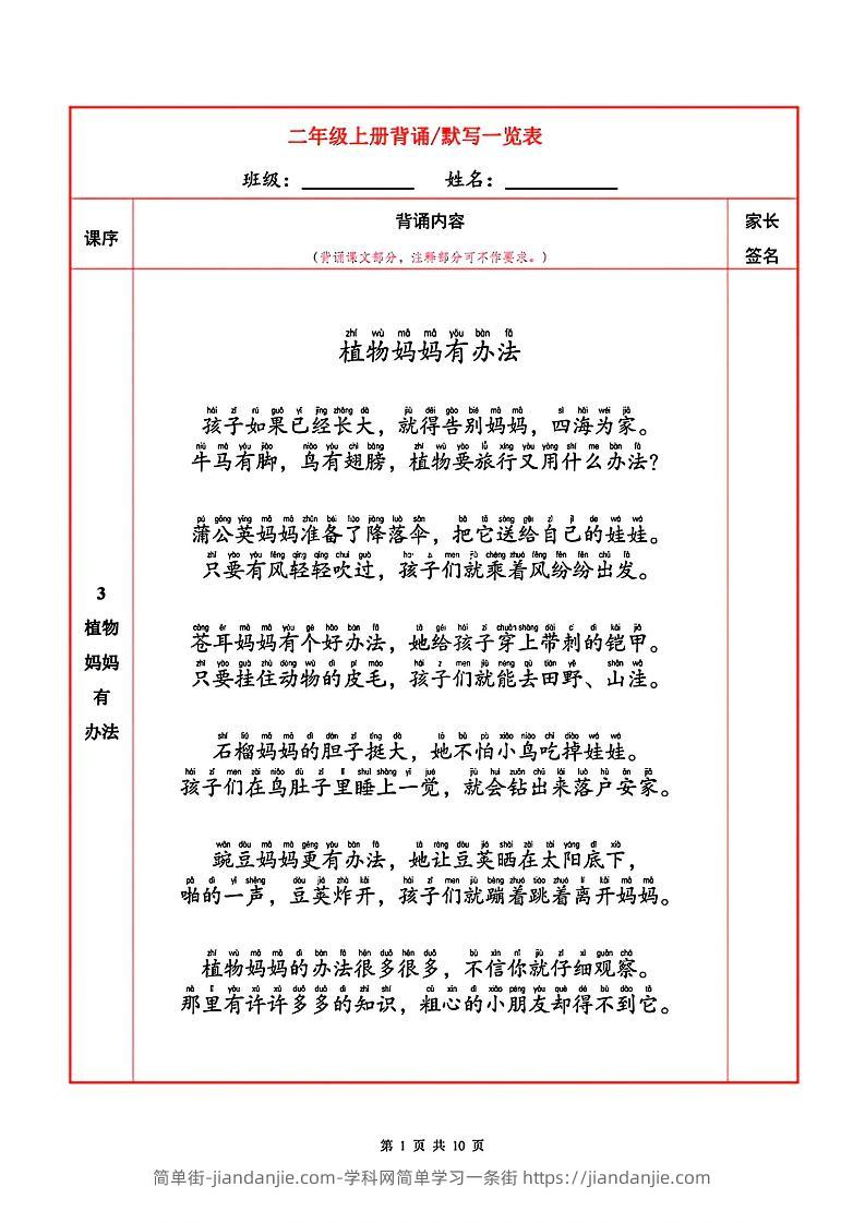 二上语文必背内容+默写表-简单街-jiandanjie.com