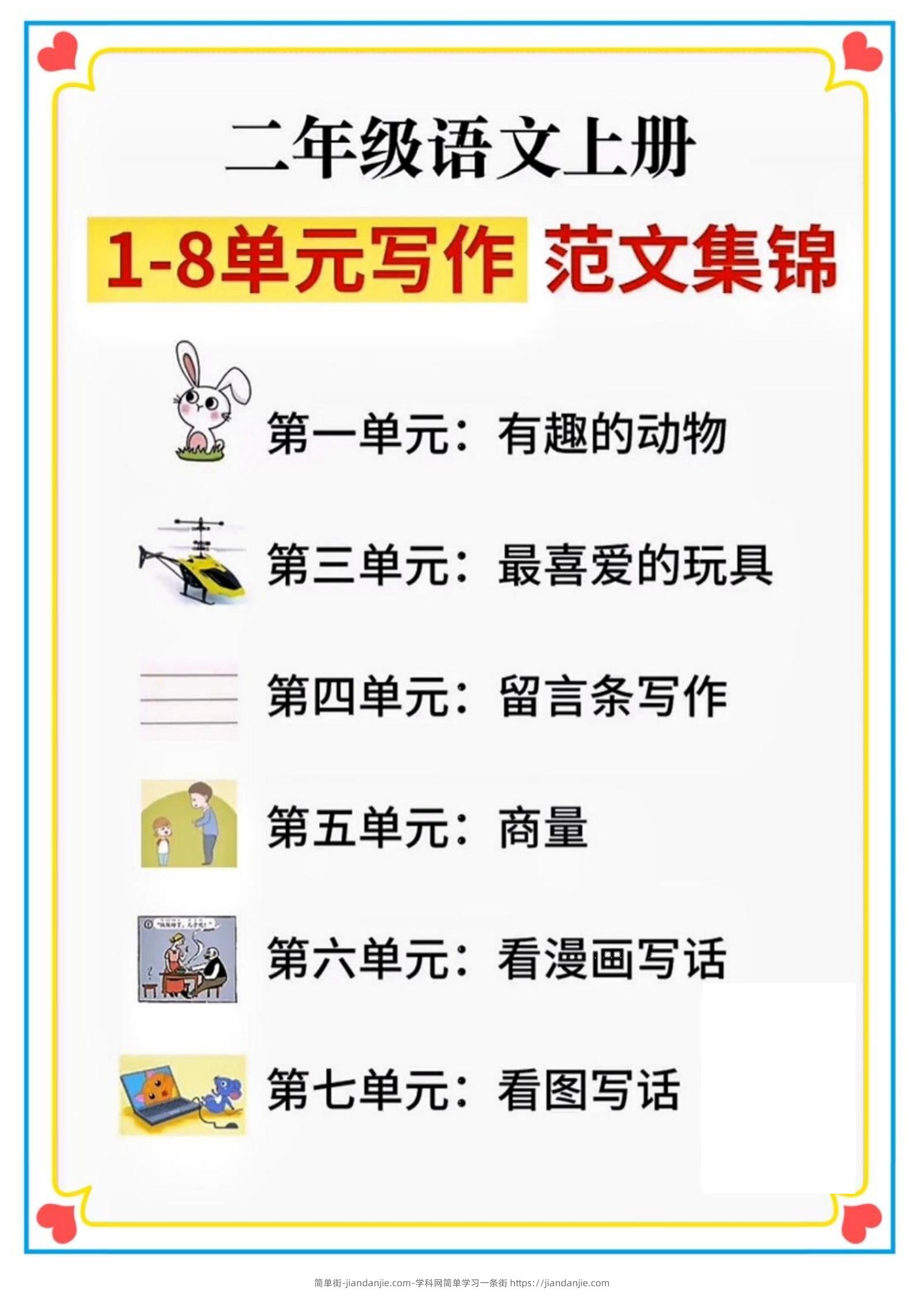 二年级语文上册1-8单元看图写话范文集锦-简单街-jiandanjie.com