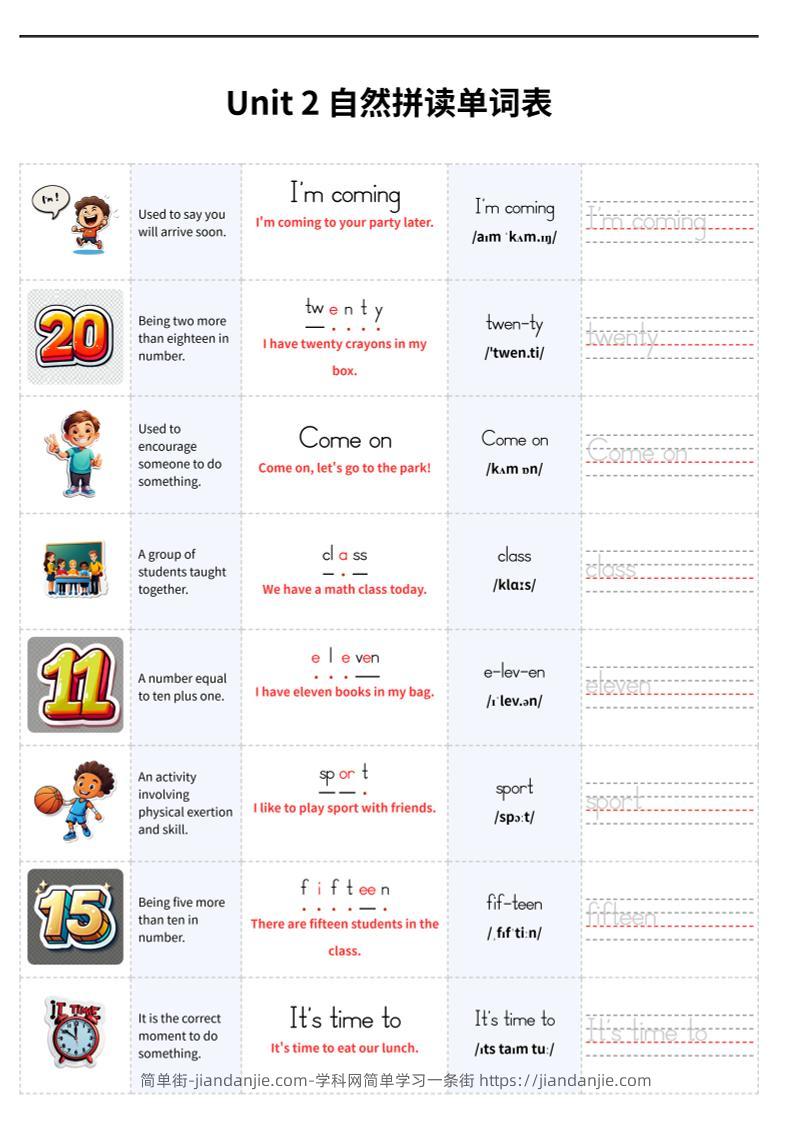 2025年秋译林版四上英语Unit2自然拼读单词表-简单街-jiandanjie.com