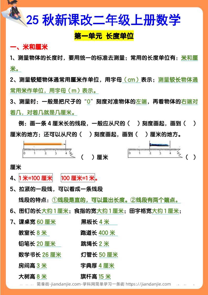 【2025秋新版】二年级上册数学期末知识考点-简单街-jiandanjie.com