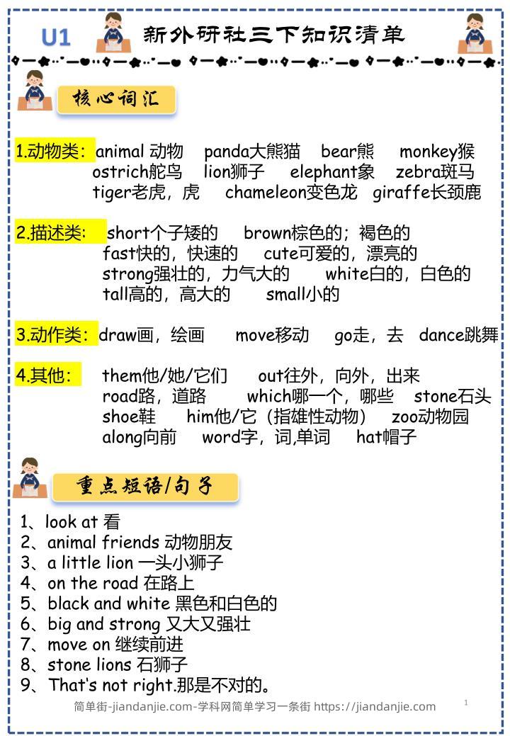 三下外研版英语知识点清单12页-简单街-jiandanjie.com