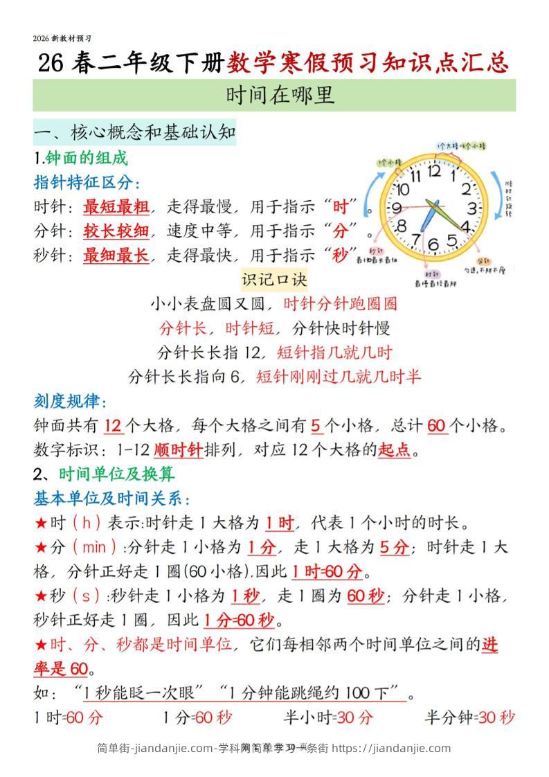 26春二下数学寒假预习知识点汇总10页-简单街-jiandanjie.com