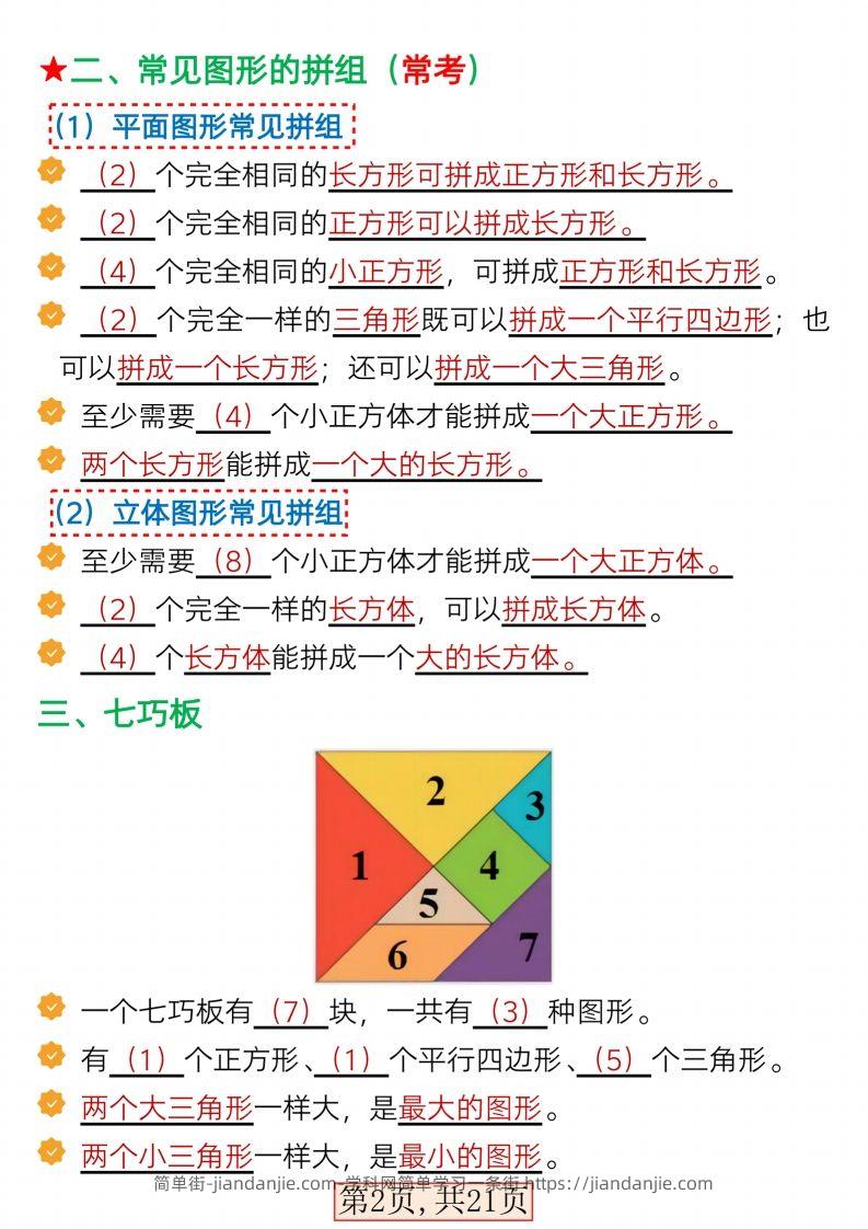 图片[2]-2025一年级数学下册全册考点知识汇总21页-简单街-jiandanjie.com