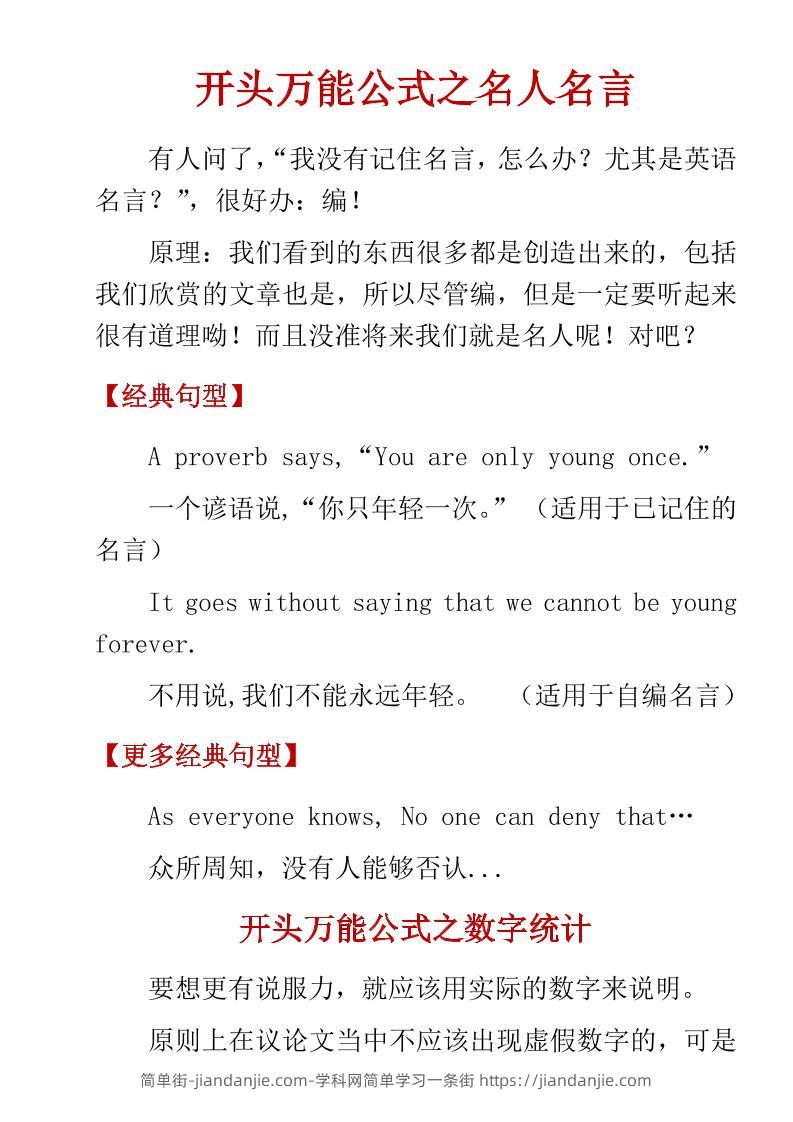 六年级下英语小学高分作文万能公式-简单街-jiandanjie.com