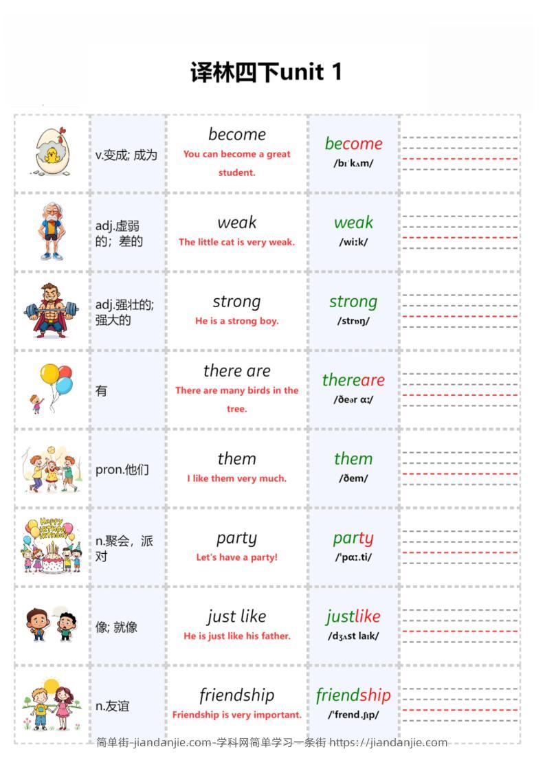 四年级下英语Unit1自然拼读专项《译林版》-简单街-jiandanjie.com